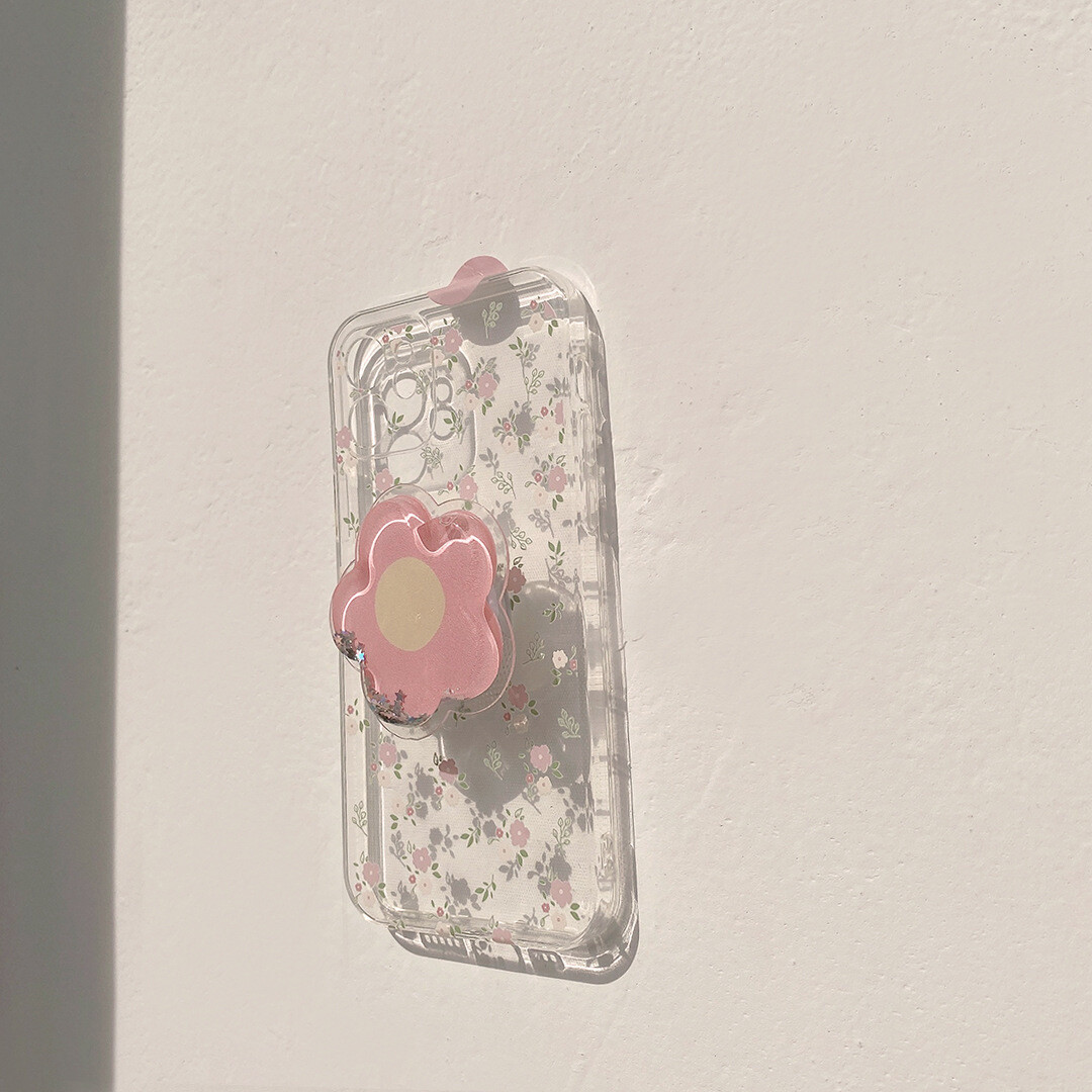 ins summer pink flower iPhone12 mobile phone shell XR Apple XS suitable for 11promax bracket 78P painted