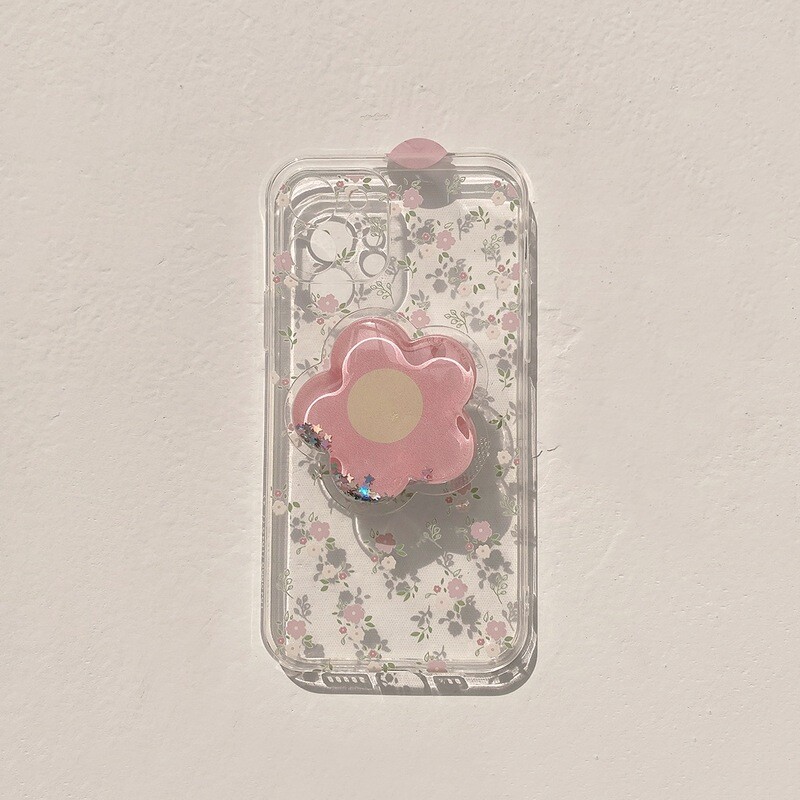 ins summer pink flower iPhone12 mobile phone shell XR Apple XS suitable for 11promax bracket 78P painted
