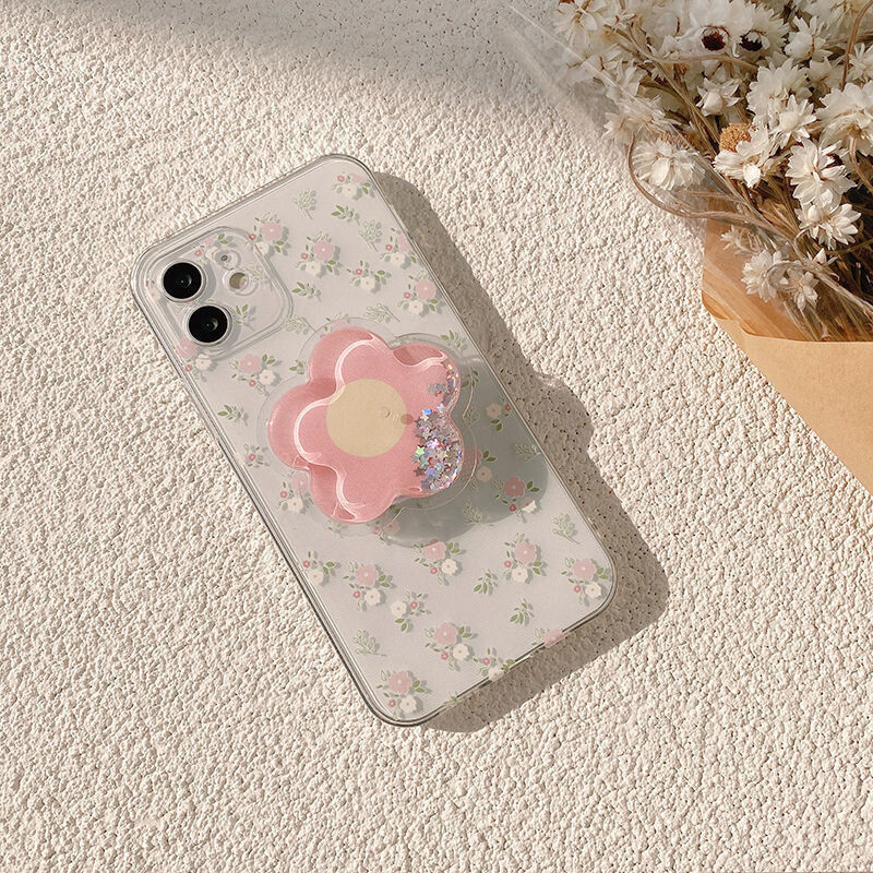 ins summer pink flower iPhone12 mobile phone shell XR Apple XS suitable for 11promax bracket 78P painted