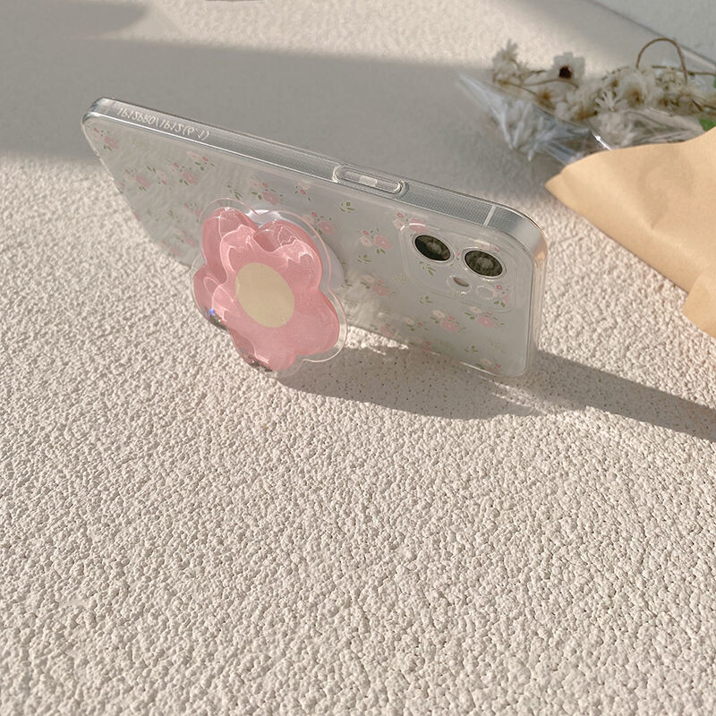 ins summer pink flower iPhone12 mobile phone shell XR Apple XS suitable for 11promax bracket 78P painted
