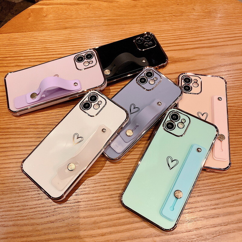 The New Electroplating Anti-fall Love Bracket Apple 12pro Max Mobile Phone Case Is Suitable For Iphone11/7p