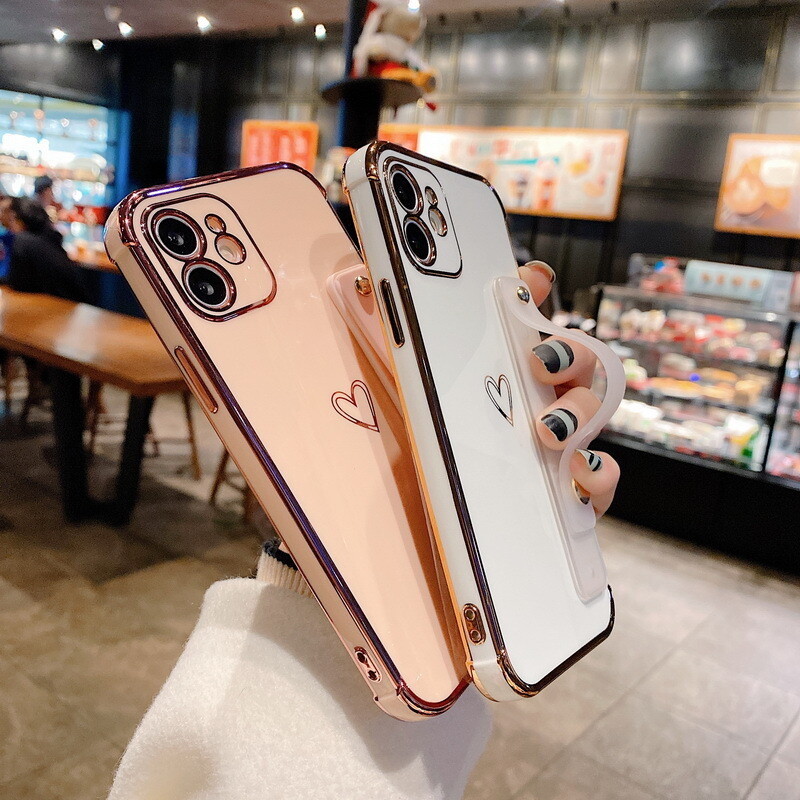 The New Electroplating Anti-fall Love Bracket Apple 12pro Max Mobile Phone Case Is Suitable For Iphone11/7p