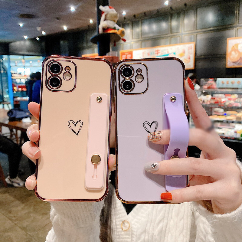 The New Electroplating Anti-fall Love Bracket Apple 12pro Max Mobile Phone Case Is Suitable For Iphone11/7p