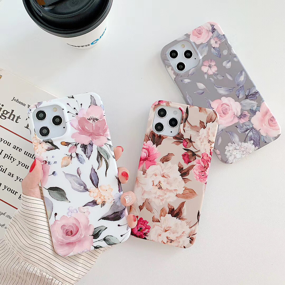 Retro Literature And Art Small Fresh Flowers And Leaves Suitable For IPhone13 Mobile Phone Case