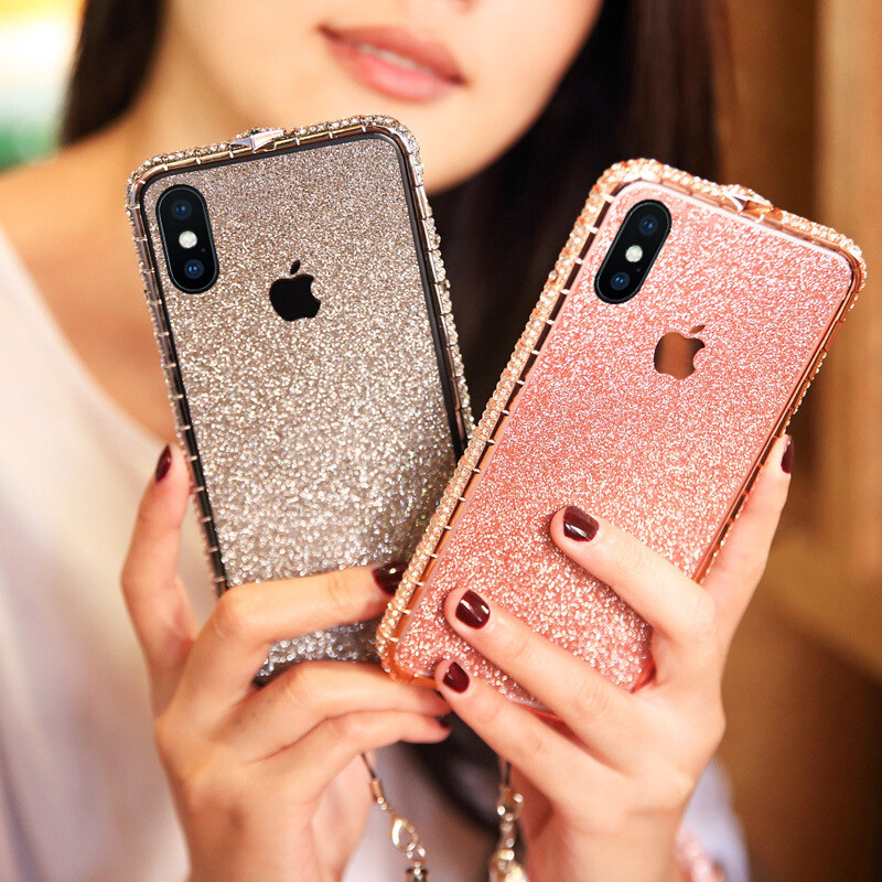 Mobile Phone Case Women&#39;s Rhinestone Iphone11 Mobile Phone Case Diamond Frame X Glitter 8p Diamond Case