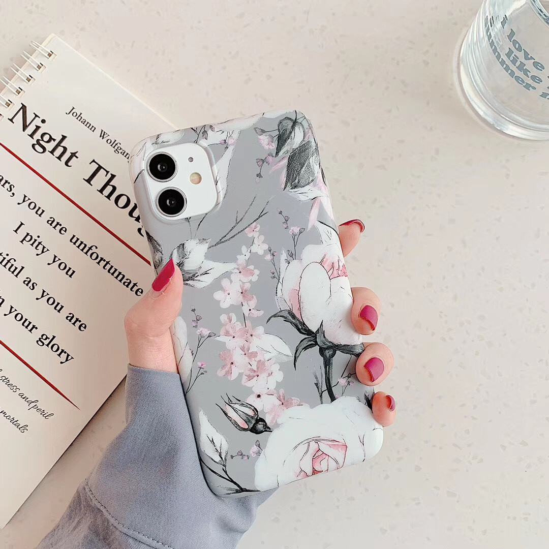 Retro Literature And Art Small Fresh Flowers And Leaves Suitable For IPhone13 Mobile Phone Case