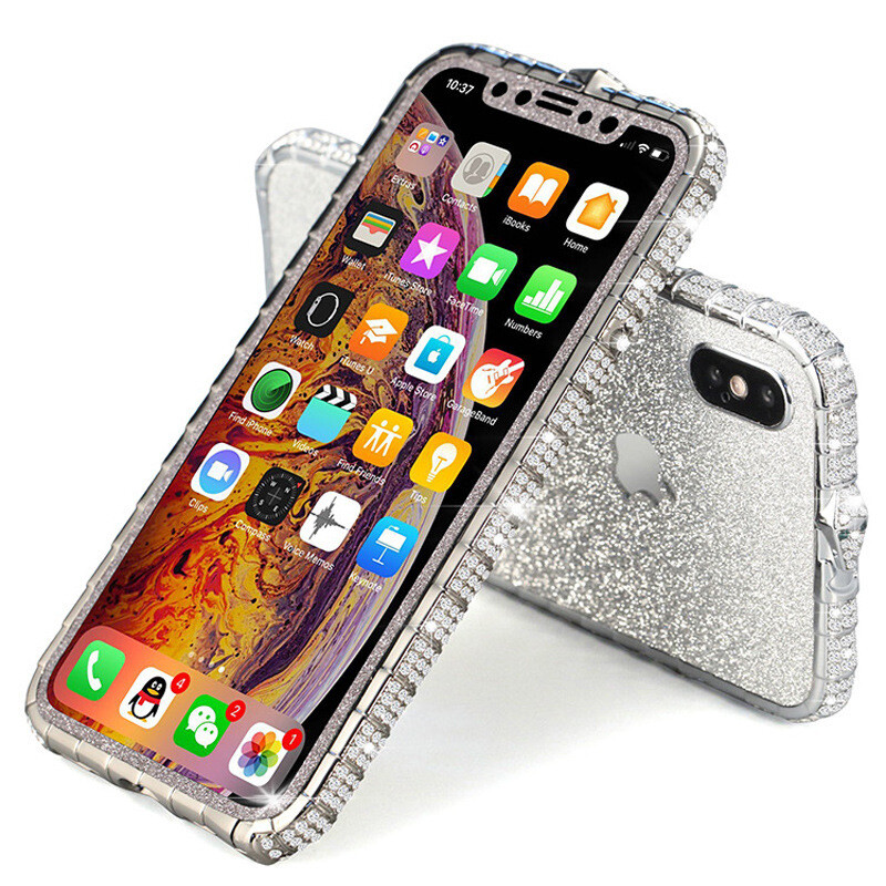 Mobile Phone Case Women&#39;s Rhinestone Iphone11 Mobile Phone Case Diamond Frame X Glitter 8p Diamond Case