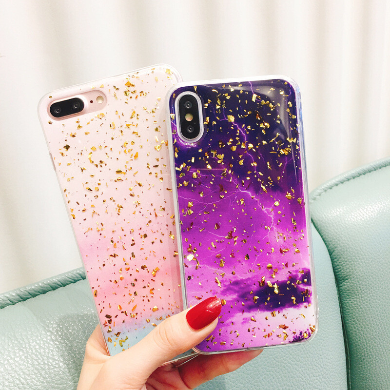 Gold Foil Marble Phone Case IPhone11pro  Edge Anti-fall Apple X Protective Cover Applicable Soft