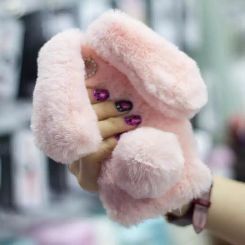 Rabbit Ear Plush Suitable For Iphone7/8p Mobile Phone Shell Xsmax Apple 11pro Fur 12mini Protective Cover