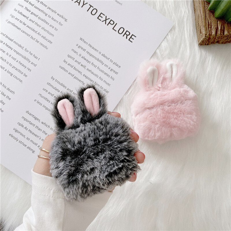 Plush Bunny Ears Suitable For Apple AirPods Pro3 Generation Earphone Protective Cover Cute Simple Creative Anti-fall Shell