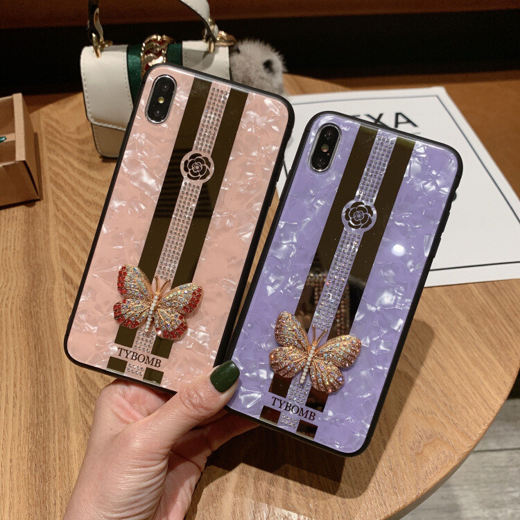 Suitable For IPhone12 Mobile Phone Case Apple 11pro Butterfly Love 7plus Rhinestone TPU Protective Case