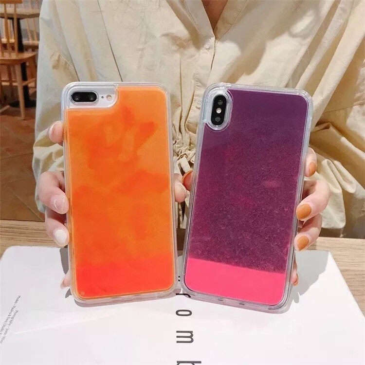 Glitter For IphoneXs Max Luminous Liquid Quicksand Mobile Phone Shell Simple Material Shell Apple 11
