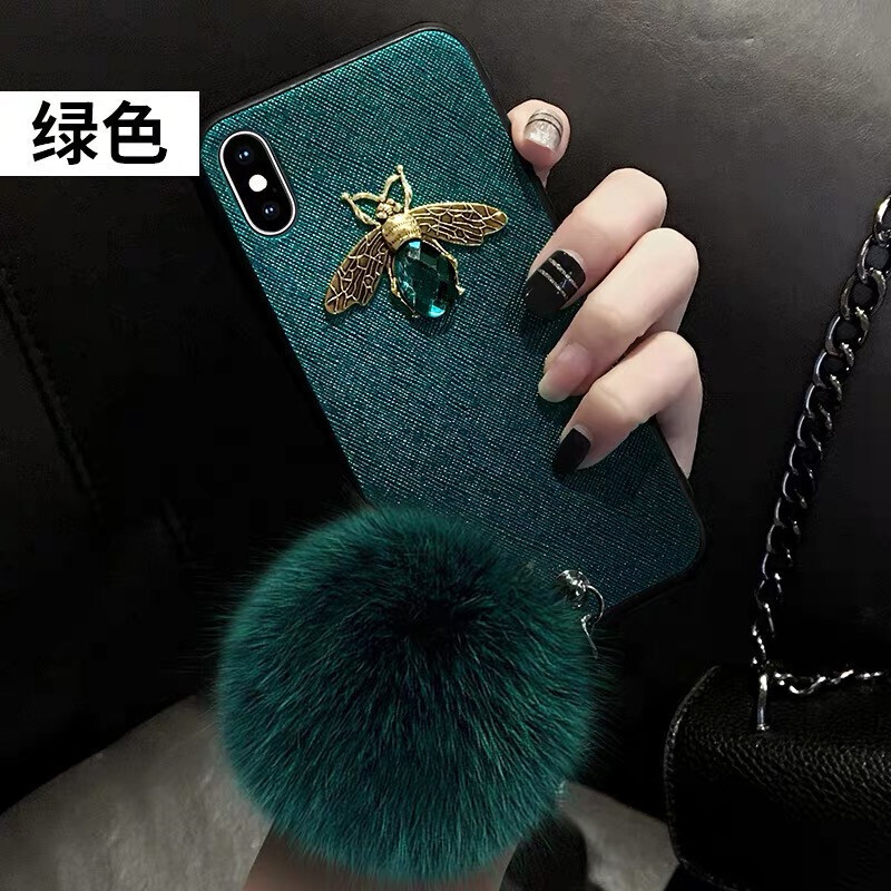 Hair Ball Crystal Bracelet Suitable For IPhoneX Mobile Phone Case Apple 12Promax Soft 7plus Glitter XR Bee