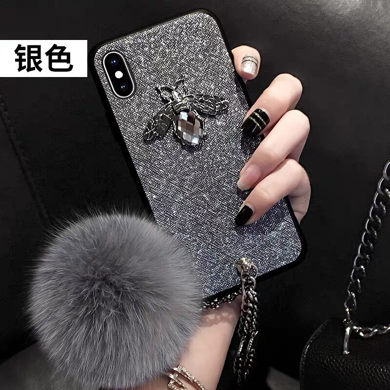 Hair Ball Crystal Bracelet Suitable For IPhoneX Mobile Phone Case Apple 12Promax Soft 7plus Glitter XR Bee