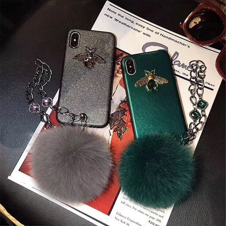 Hair Ball Crystal Bracelet Suitable For IPhoneX Mobile Phone Case Apple 12Promax Soft 7plus Glitter XR Bee
