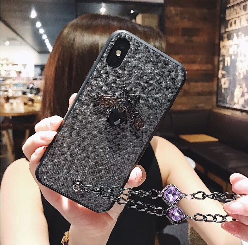 Hair Ball Crystal Bracelet Suitable For IPhoneX Mobile Phone Case Apple 12Promax Soft 7plus Glitter XR Bee