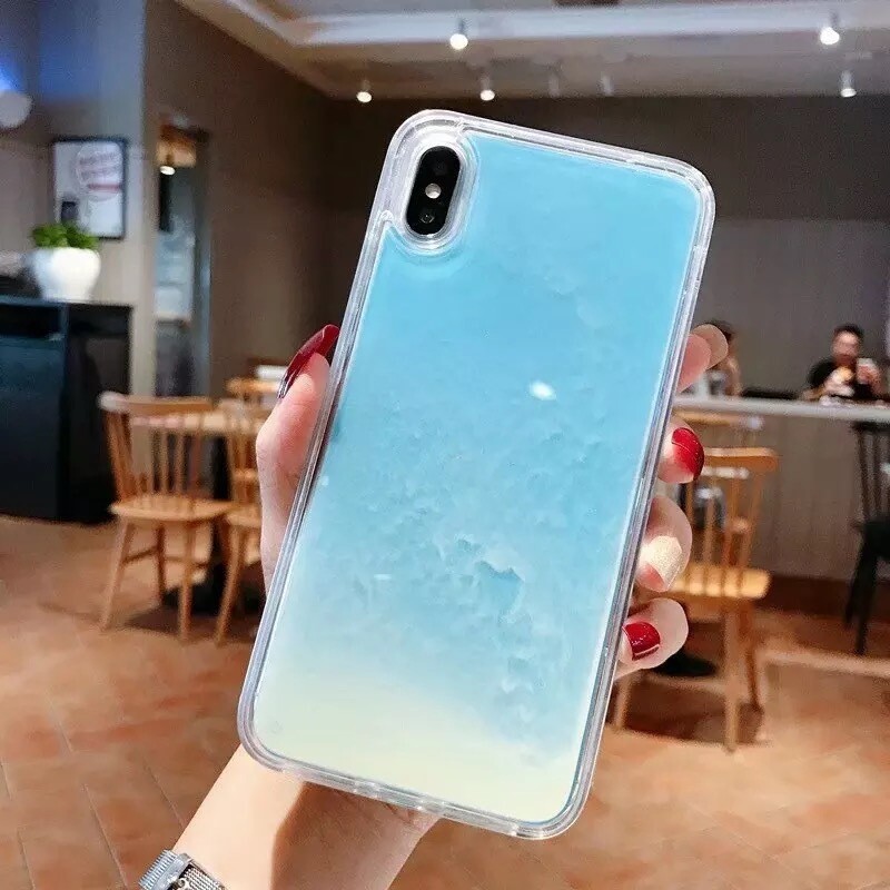 Glitter For IphoneXs Max Luminous Liquid Quicksand Mobile Phone Shell Simple Material Shell Apple 11