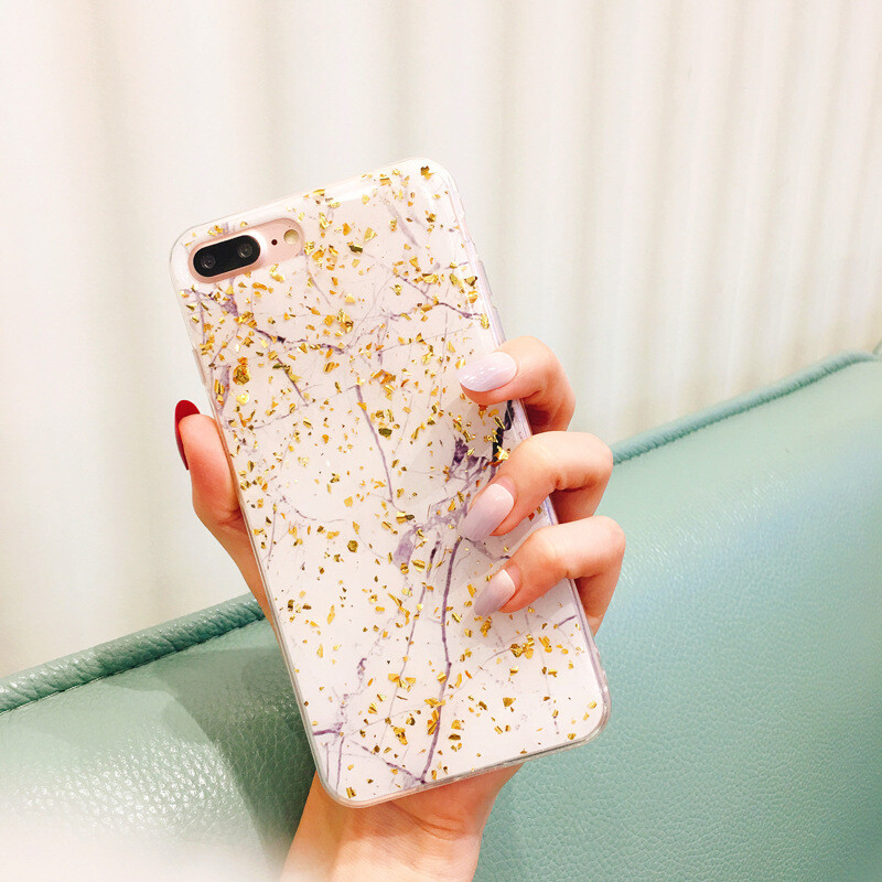 Gold Foil Marble Phone Case IPhone11pro  Edge Anti-fall Apple X Protective Cover Applicable Soft
