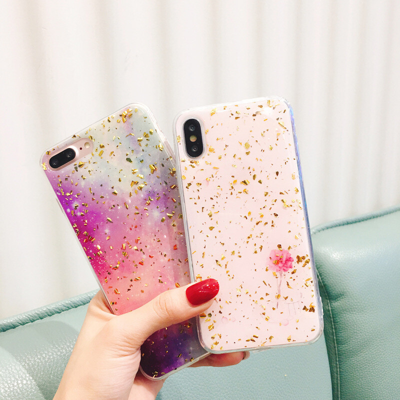 Gold Foil Marble Phone Case IPhone11pro  Edge Anti-fall Apple X Protective Cover Applicable Soft