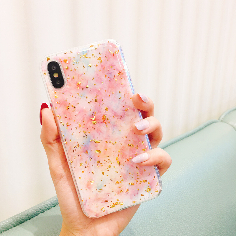 Gold Foil Marble Phone Case IPhone11pro  Edge Anti-fall Apple X Protective Cover Applicable Soft