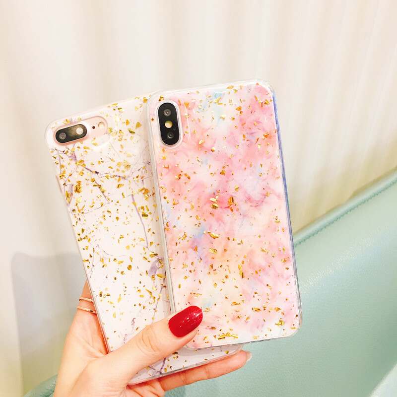 Gold Foil Marble Phone Case IPhone11pro  Edge Anti-fall Apple X Protective Cover Applicable Soft