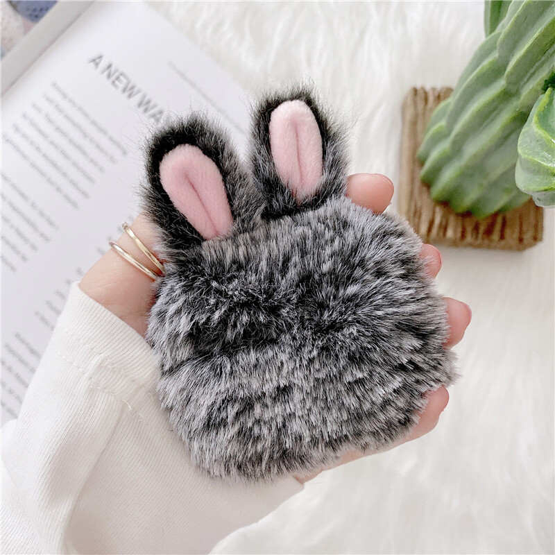 Plush Bunny Ears Suitable For Apple AirPods Pro3 Generation Earphone Protective Cover Cute Simple Creative Anti-fall Shell