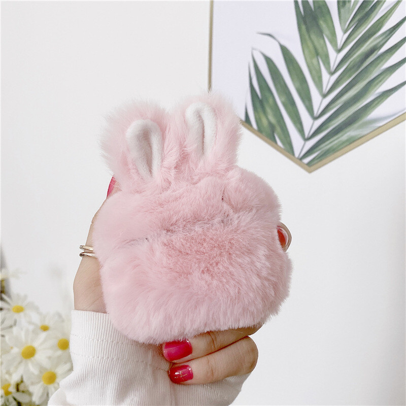 Plush Bunny Ears Suitable For Apple AirPods Pro3 Generation Earphone Protective Cover Cute Simple Creative Anti-fall Shell