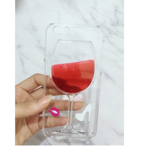 Liquid Red Wine Glass Mobile Phone Case For IPhoneX Red Wine Glass Protective Case 7Plus Liquid Quicksand Shell Case