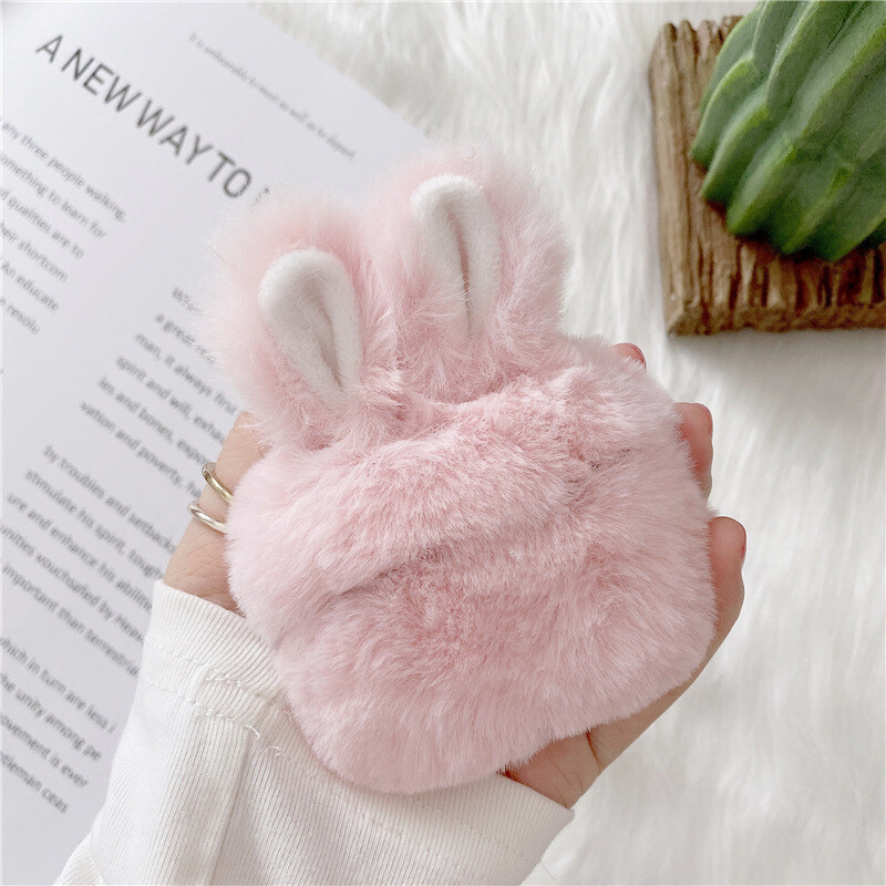Plush Bunny Ears Suitable For Apple AirPods Pro3 Generation Earphone Protective Cover Cute Simple Creative Anti-fall Shell