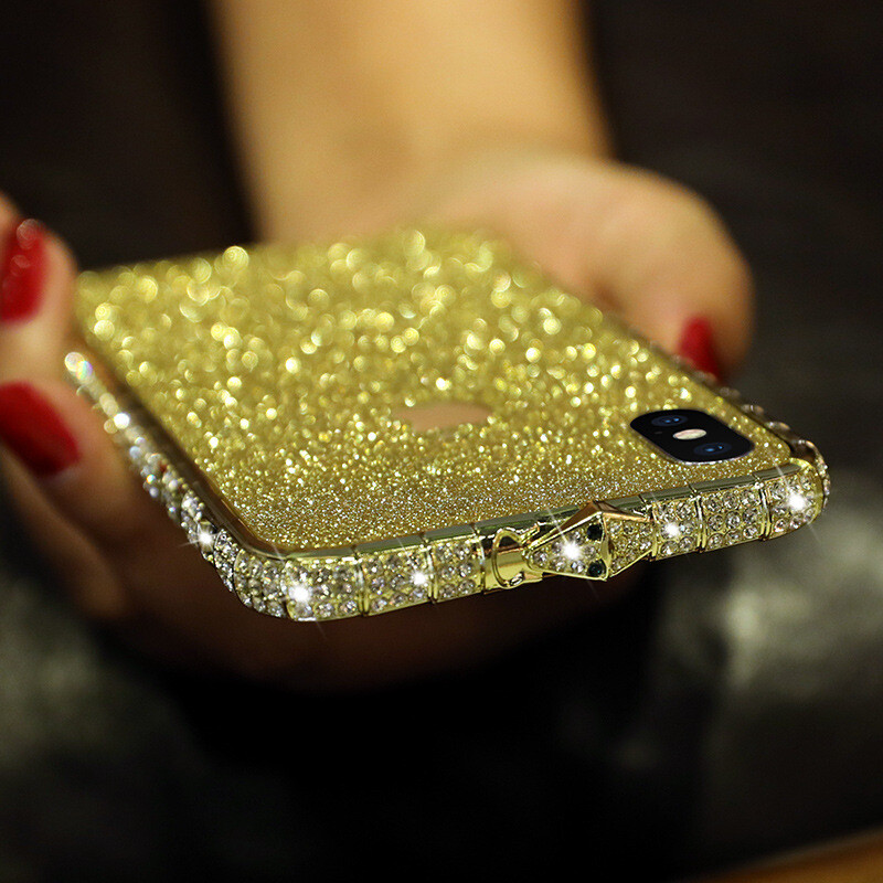 Suitable For Iphone8plus Diamond Frame Apple X Diamond Frame IPhoneXS Max Diamond Mobile Phone Frame 7p/11pro, Color: Tyrant gold, Applicable Model: Iphone   12 mini