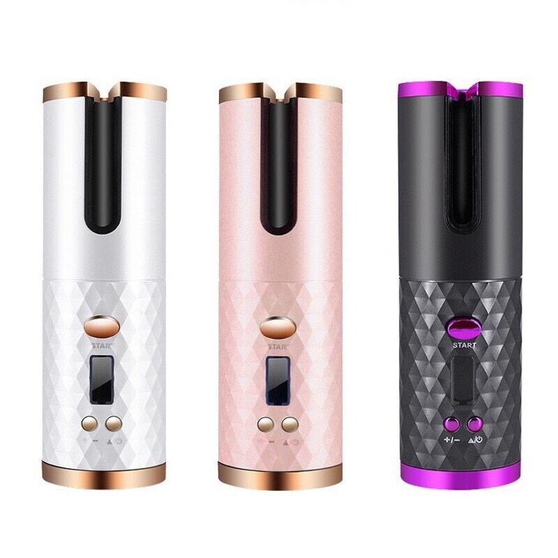 Rechargeable Automatic Hair Curler Women Portable Hair Curling Iron LCD Display Ceramic Curly Rotating Curling Wave Styer