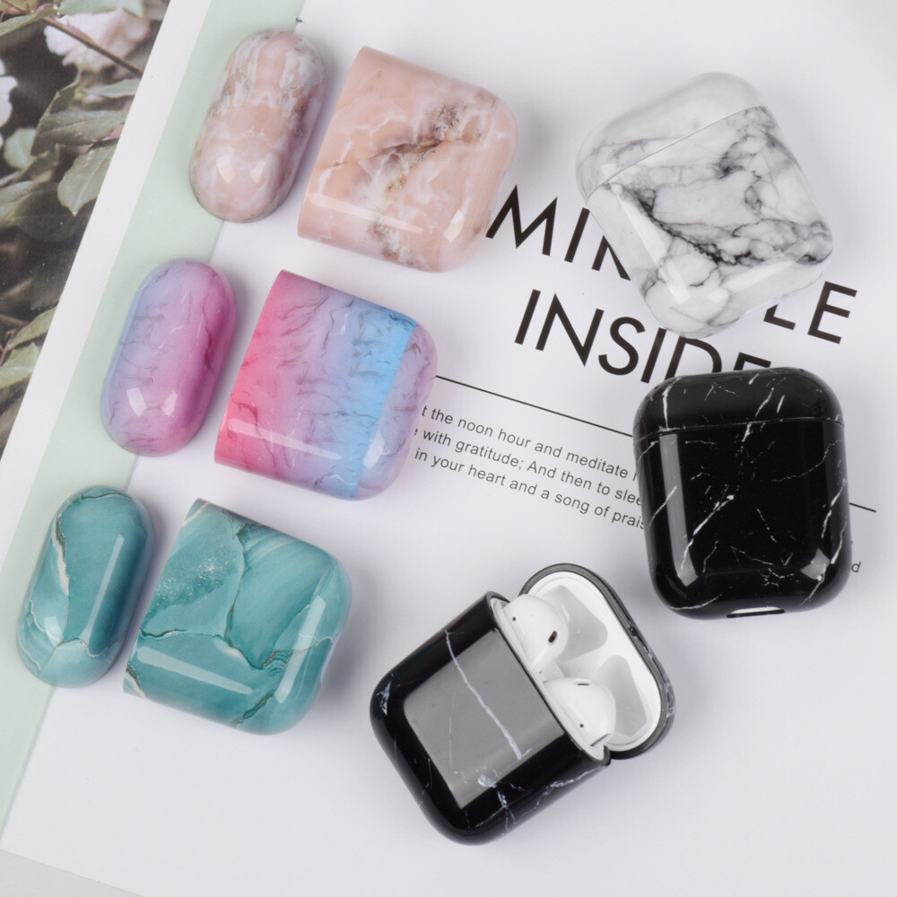Airpods Protective Cover PC Hard Shell Marble Texture Apple First And Second Generation Universal Headphone Cover