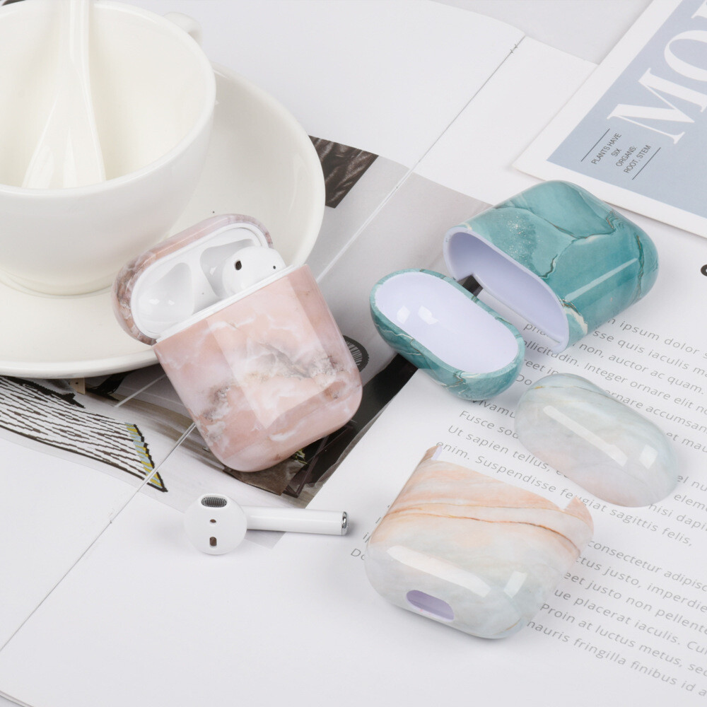 Airpods Protective Cover PC Hard Shell Marble Texture Apple First And Second Generation Universal Headphone Cover