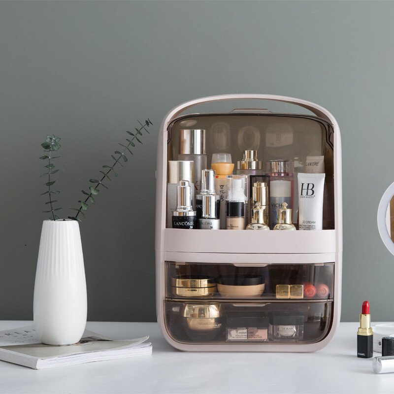 Simple Net Celebrity Cosmetic Storage Box Vibrato With The Same Desktop Dust-proof Household Dressing Table Skin Care Product Storage Box