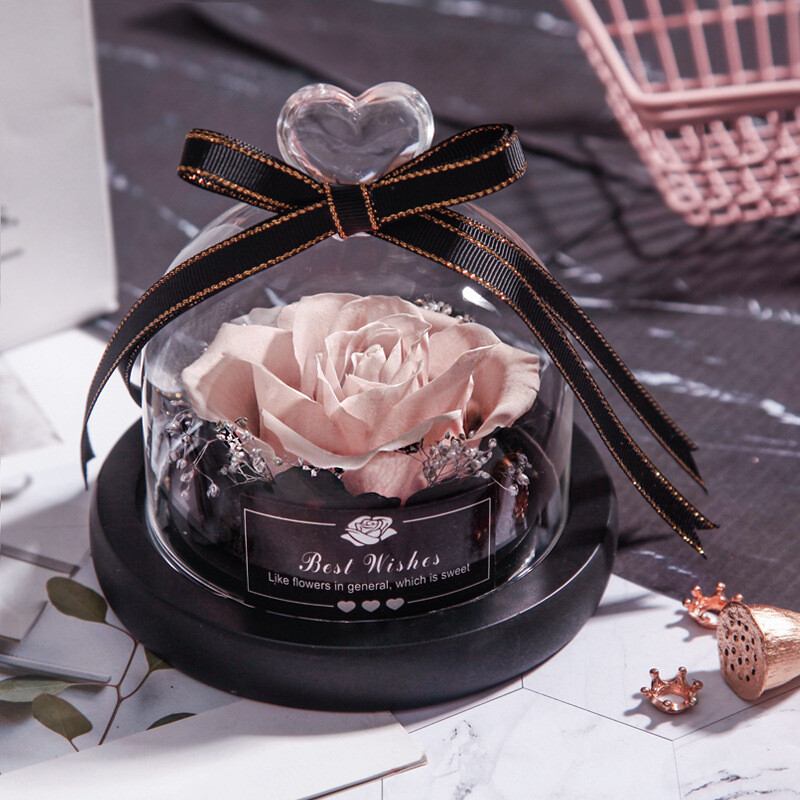 Everlasting Flower Gift Box Glass Cover Decoration Red Preservative Roses Mother&#39;s Day Valentine&#39;s Day Birthday Gift Customization