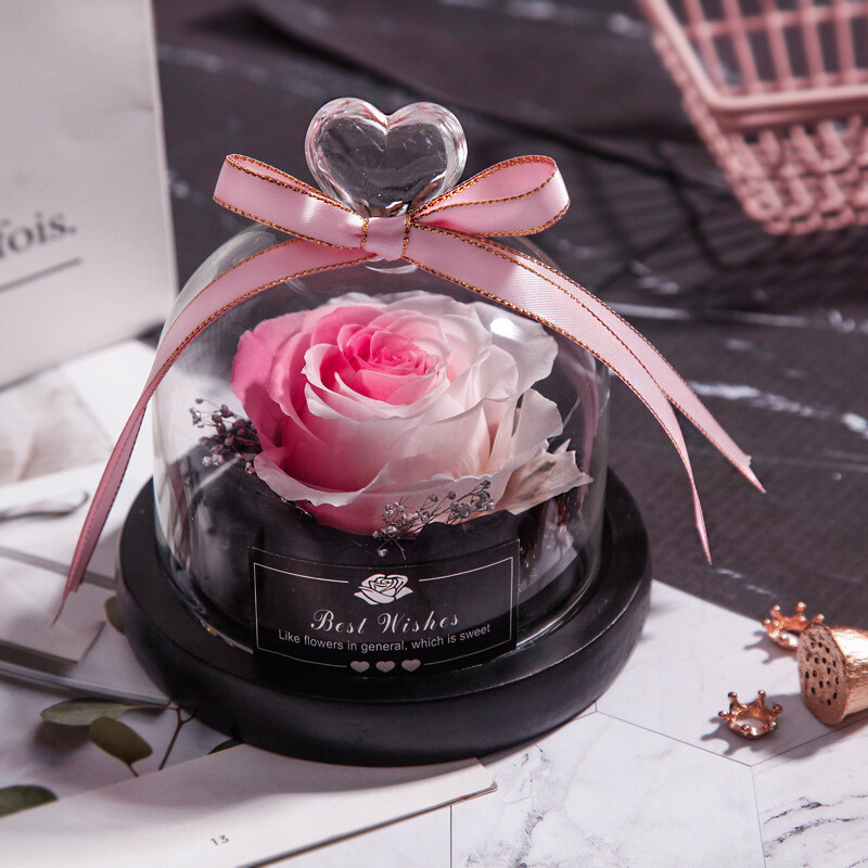 Everlasting Flower Gift Box Glass Cover Decoration Red Preservative Roses Mother&#39;s Day Valentine&#39;s Day Birthday Gift Customization