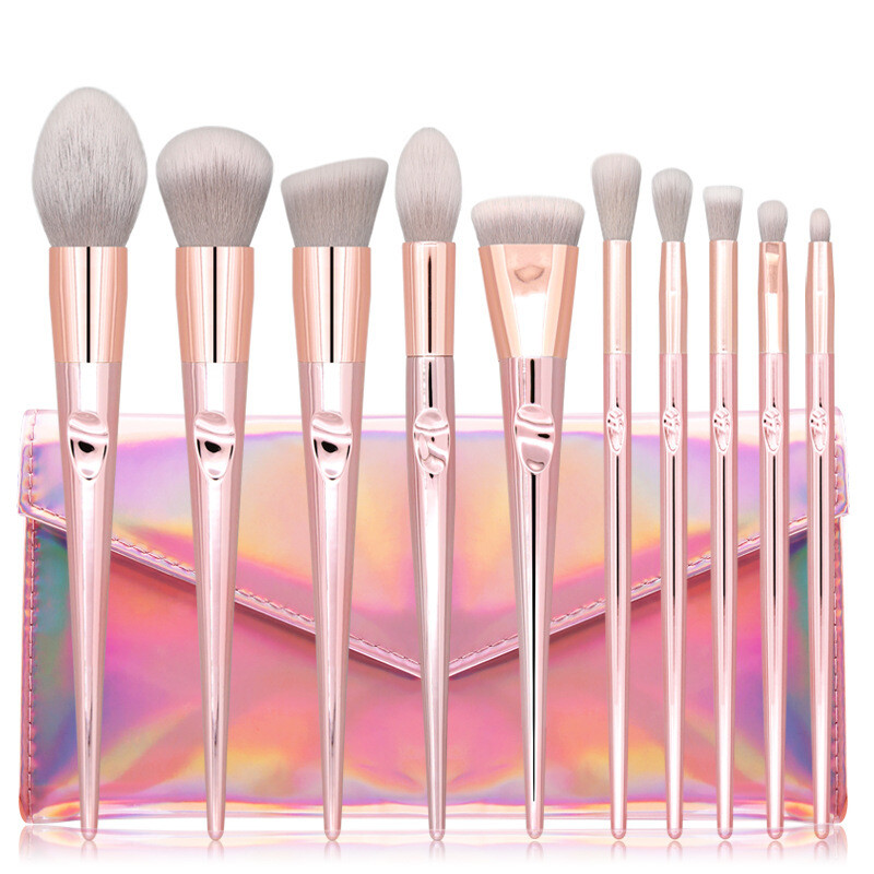 Pink Laser Bag Thumb Makeup Brush Set Beauty Tools Wholesale