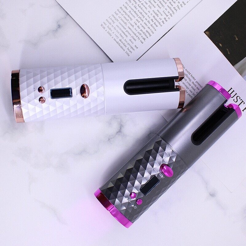 Rechargeable Automatic Hair Curler Women Portable Hair Curling Iron LCD Display Ceramic Curly Rotating Curling Wave Styer