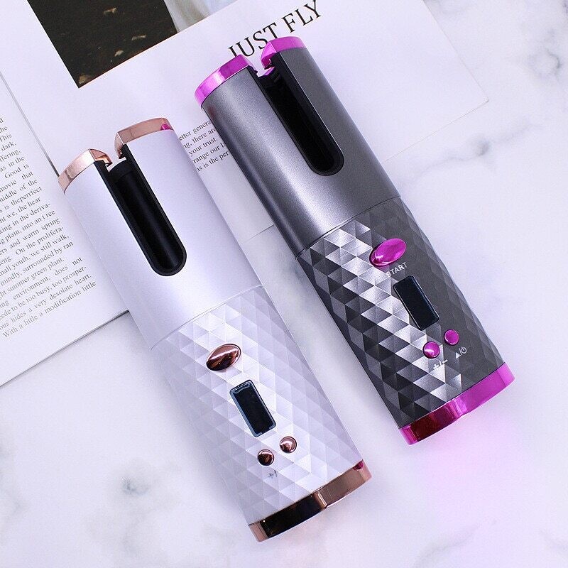 Rechargeable Automatic Hair Curler Women Portable Hair Curling Iron LCD Display Ceramic Curly Rotating Curling Wave Styer