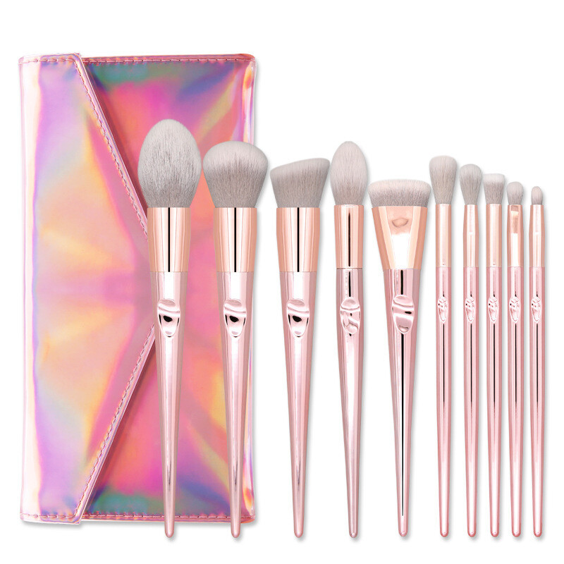 Pink Laser Bag Thumb Makeup Brush Set Beauty Tools Wholesale