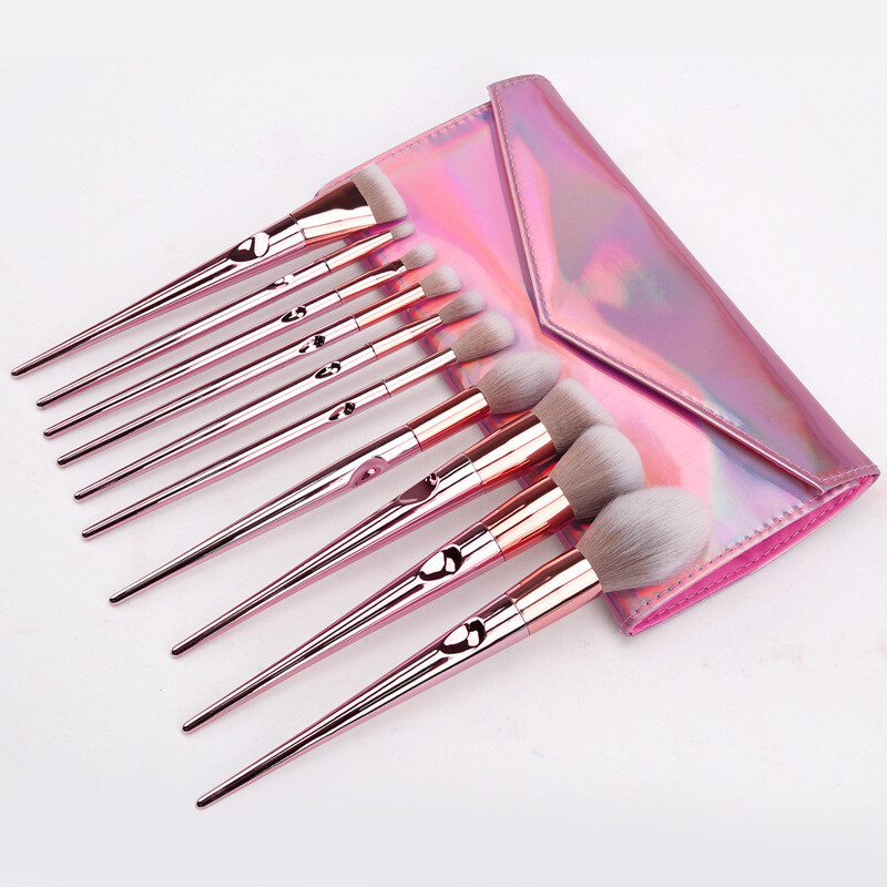 Pink Laser Bag Thumb Makeup Brush Set Beauty Tools Wholesale
