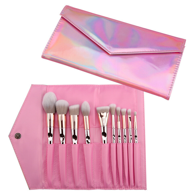 Pink Laser Bag Thumb Makeup Brush Set Beauty Tools Wholesale