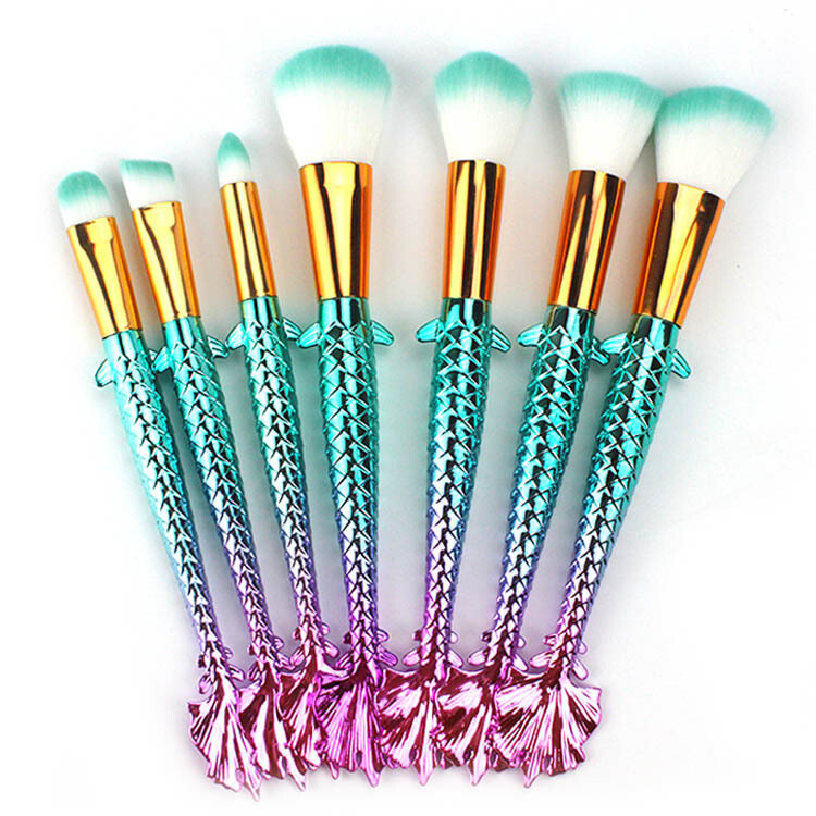 7 Gradient Color Mermaid Fashion Makeup Brushes