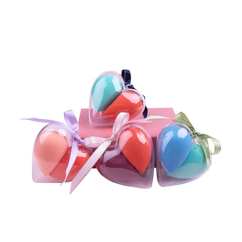 Paola non-latex beauty egg 2 packs, heart-shaped puff set becomes bigger and softer when exposed to water