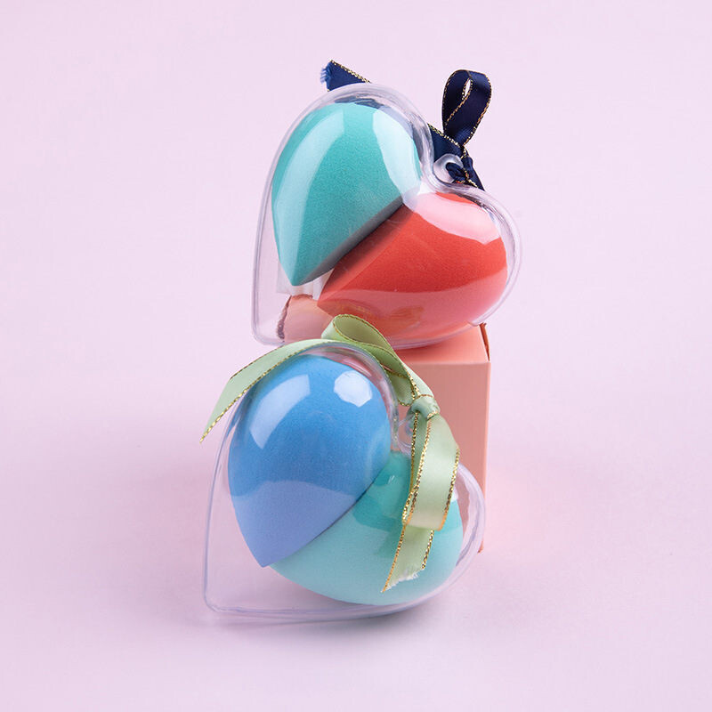 Paola non-latex beauty egg 2 packs, heart-shaped puff set becomes bigger and softer when exposed to water