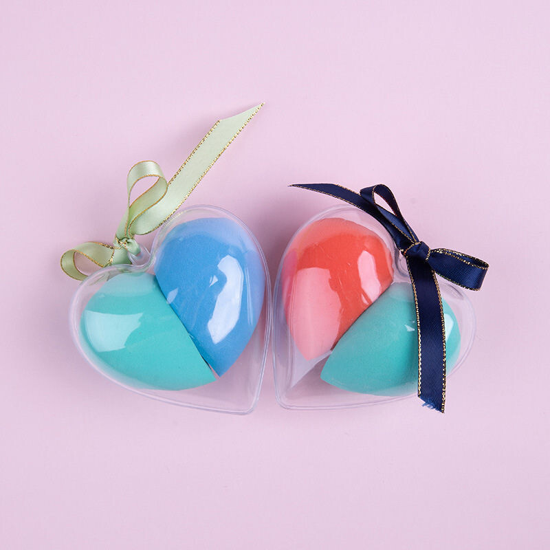 Paola non-latex beauty egg 2 packs, heart-shaped puff set becomes bigger and softer when exposed to water