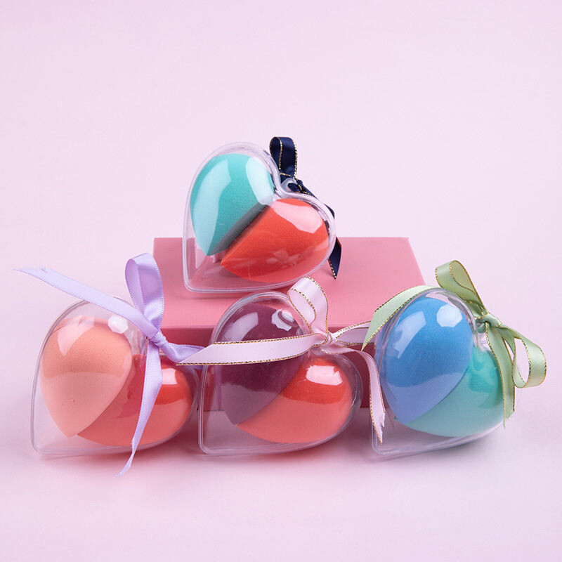 Paola non-latex beauty egg 2 packs, heart-shaped puff set becomes bigger and softer when exposed to water
