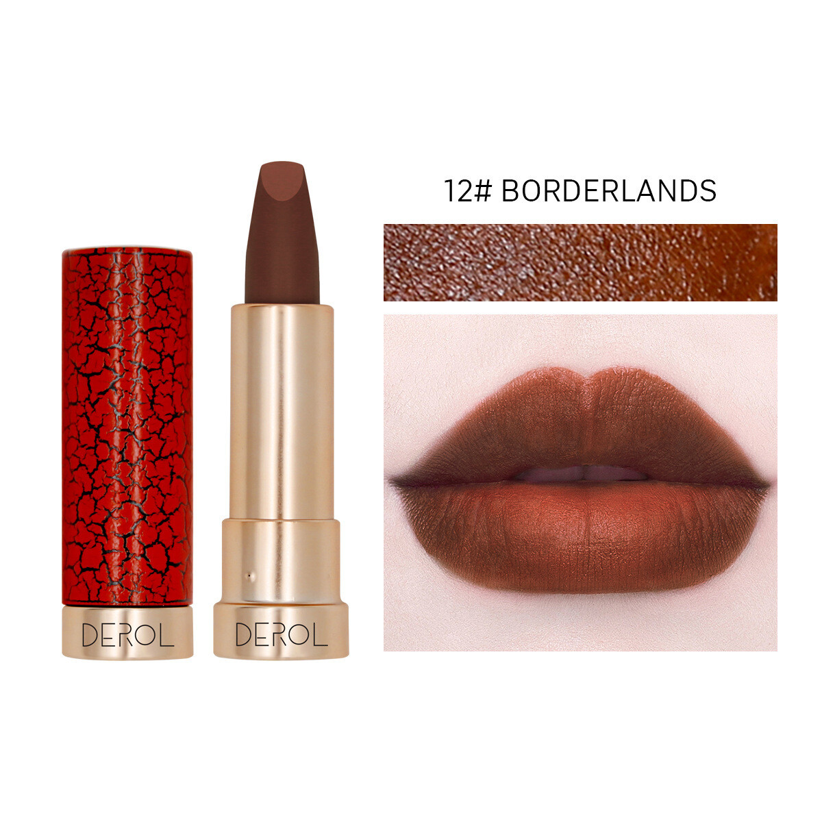 DEROL Velvet Matte Matte Lipstick, Color: 12#borderlands