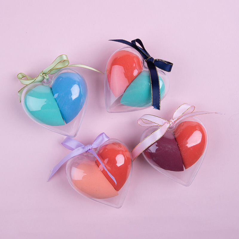 Paola non-latex beauty egg 2 packs, heart-shaped puff set becomes bigger and softer when exposed to water
