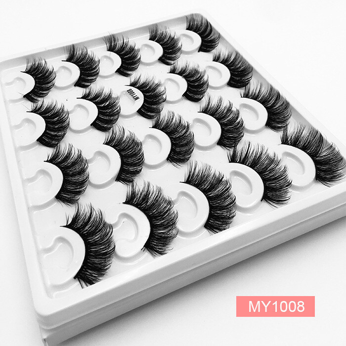 10 Pairs Of Messy Multi-layer High Imitation Mink Hair 8D Thick Explosion False Eyelashes, Specification: 10 pairs of powder boxes my1008